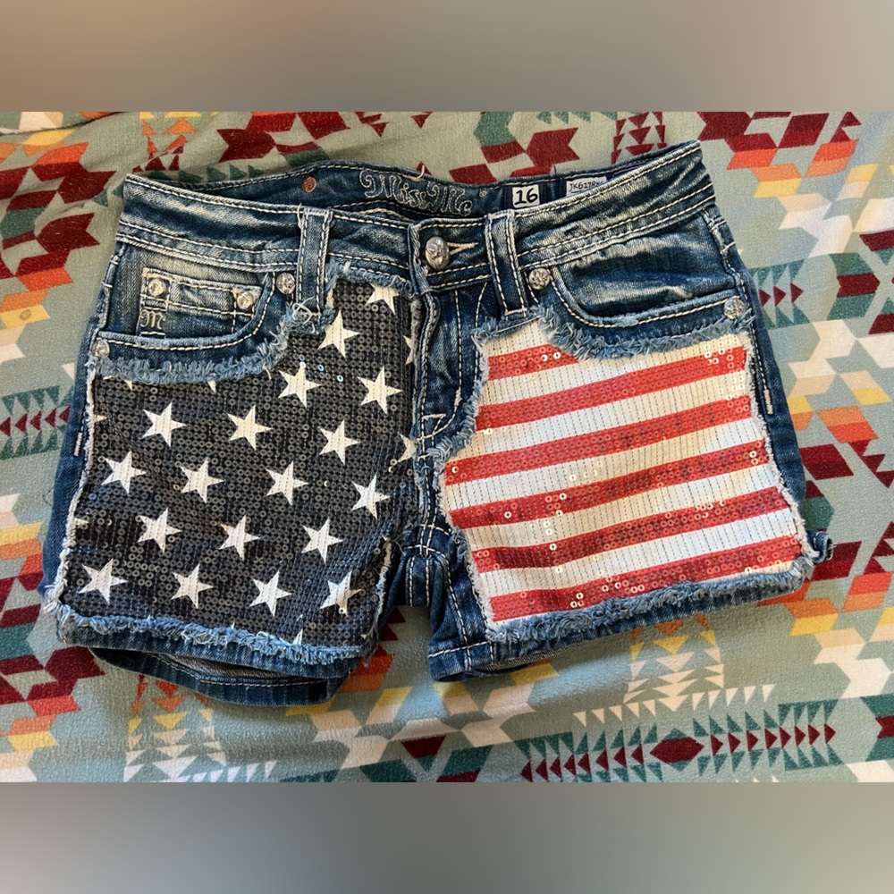 Miss Me American flag jean shorts